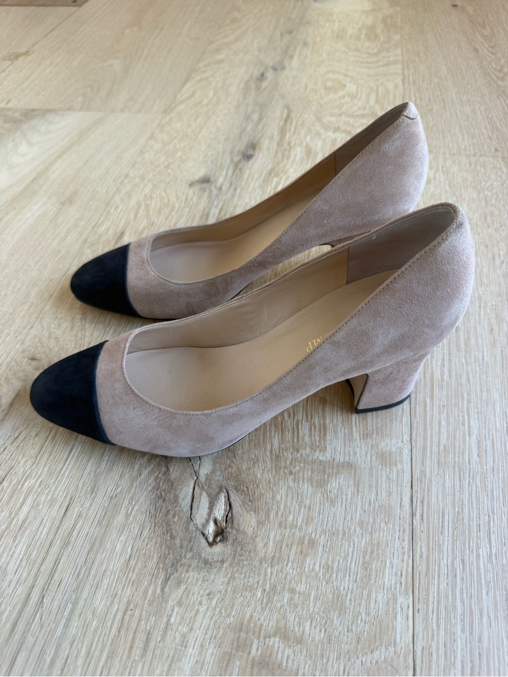 Ivanka Trump Lindi Taupe Suede Pumps with Black Cap Toe